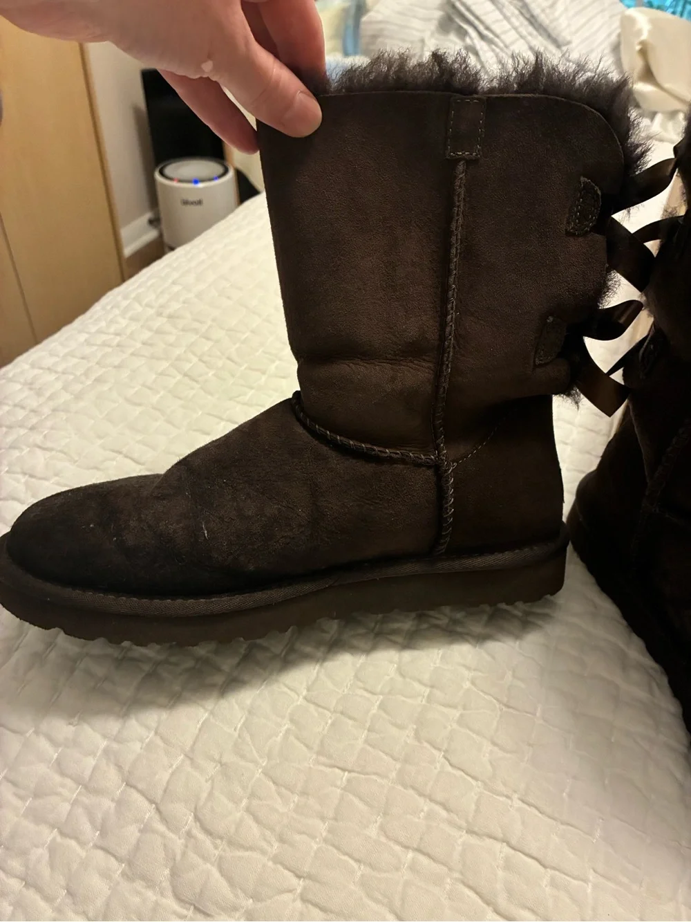 UGG Dark Brown Bailey Bow Shearling-Lined Winter Boots